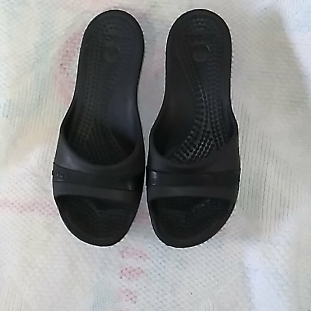 Womens Crocs wedge sandal black size 7